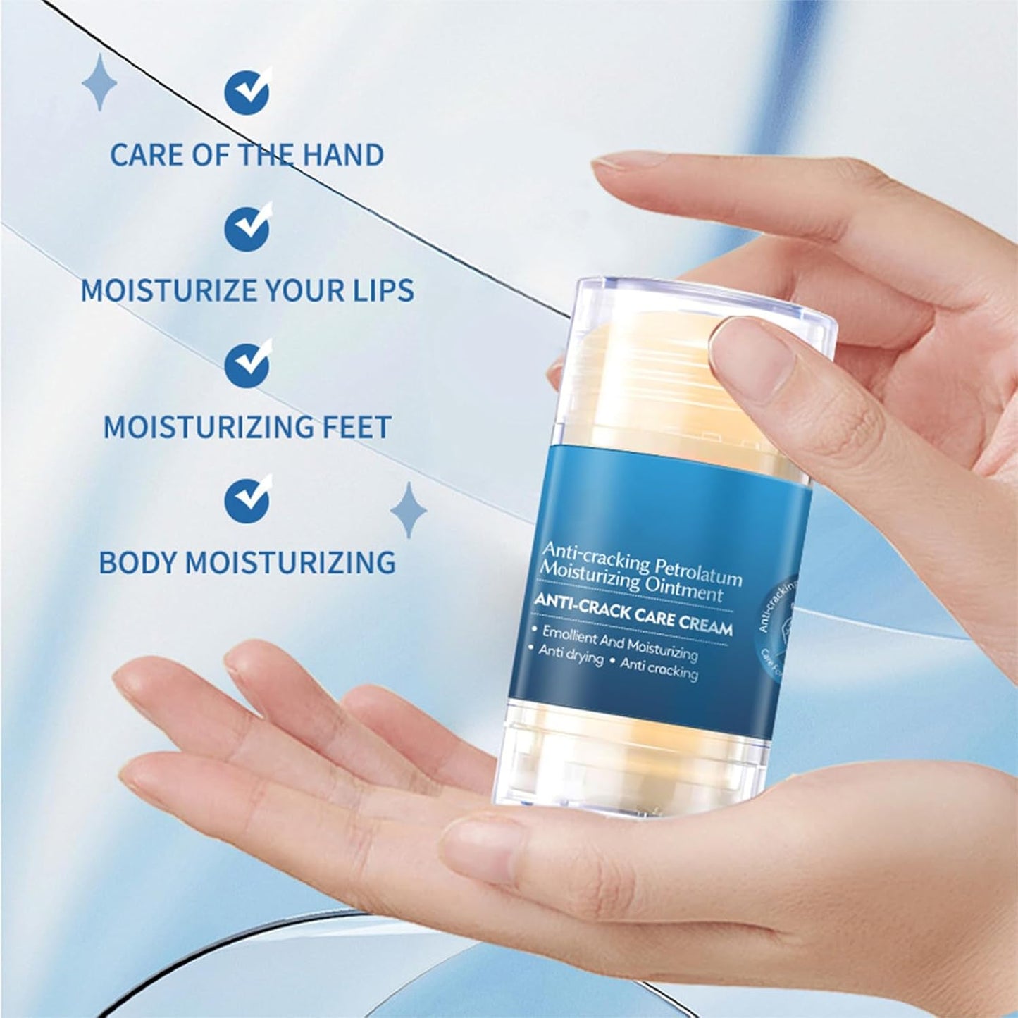 Cracked Skin Repair Foot Cream, Foot Moisturiser for Dry Cracked Feet Hands and Elbows with Citrus and Peach Scent - anti Chafing Moisturising Stick 2-Pack