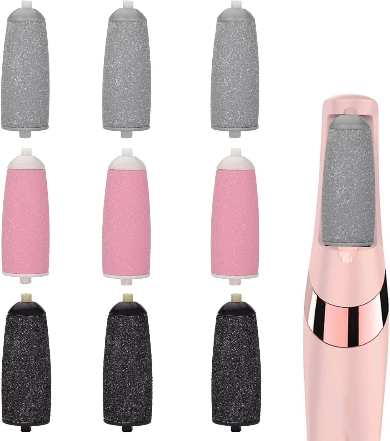 9 Pack Replacement Rollers Extra Coarse Rollers for Feet Roller | Refill Heads Compatible with Finishing Touch Flawless Pedi Electric Tool File