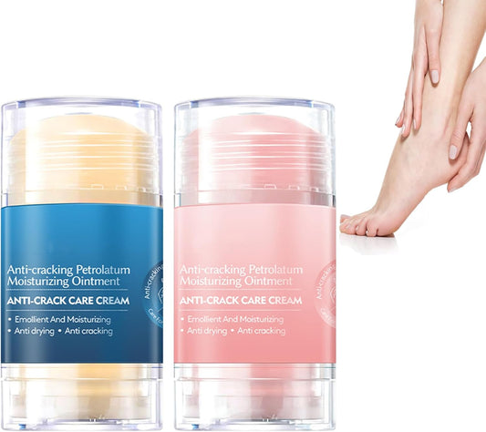 Cracked Skin Repair Foot Cream, Foot Moisturiser for Dry Cracked Feet Hands and Elbows with Citrus and Peach Scent - anti Chafing Moisturising Stick 2-Pack
